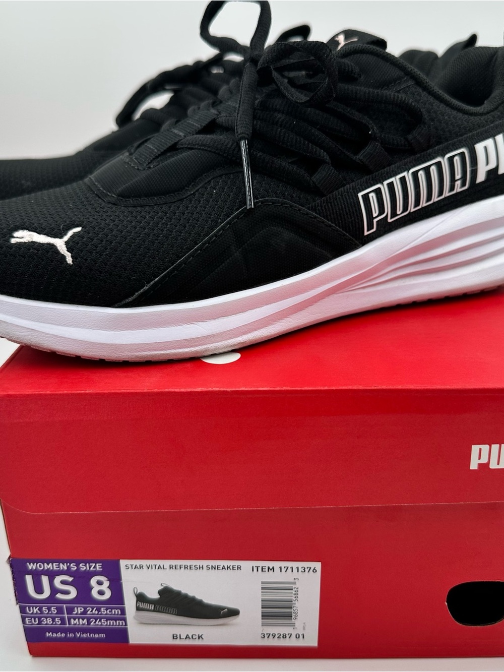 Puma Women’s Black Athletic Sneakers with White Midsole
